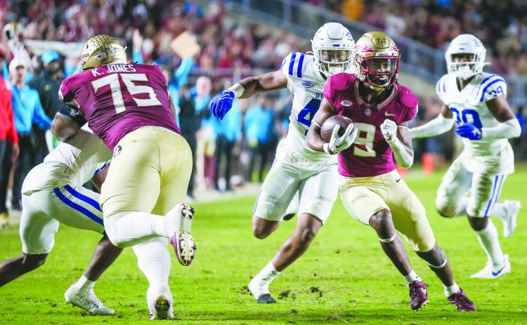 Florida State's Lawrance Toafili scores a touchdown in the fourth quarter against Duke on Oct. 21. (GREG OYSTER / Special to the Daily News)