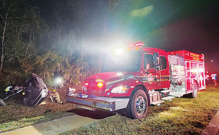 Putnam County Fire Rescue Local 3529 – A fire truck is parked at the scene of a traffic crash Tuesday morning in Interlachen.