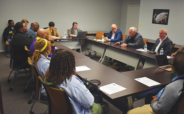 BRANDON D. OLIVER/Palatka Daily News – City of Palatka and Ride Solution officials discuss ways to secure funding to restart the public transportation routes that shut down because of statewide budget cuts.