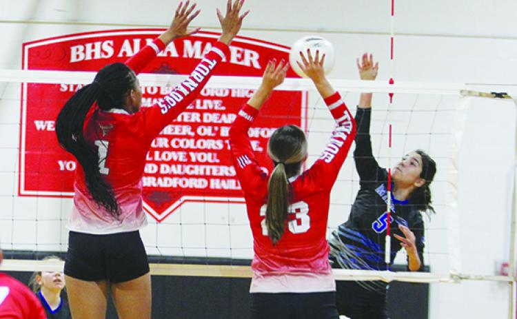 Brianna Webber (5) and her Interlachen Junior-senior High School volleyball teammates could be in a playoff spot next year. (MARK BLUMENTHAL / Palatka Daily News)