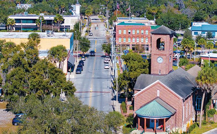 Photo submitted by Peter Willott – A portion of downtown Palatka is captured from above as a drone hovers over the area.