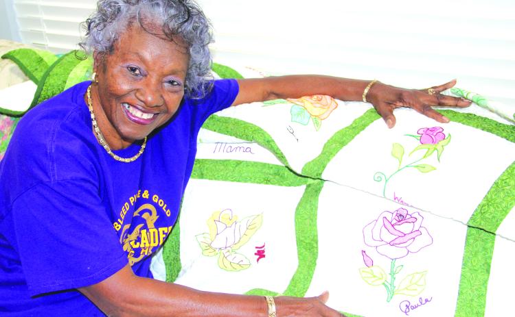 File photo. Targie Rhim of Johnson shows some of her quilt work. Rhim will have her handiwork on display starting Monday during a Black History Month event at the Palatka library, 601 College Road in Palatka. The exhibit will continue through Feb. 24 when there will be a reception from 2-4 p.m.