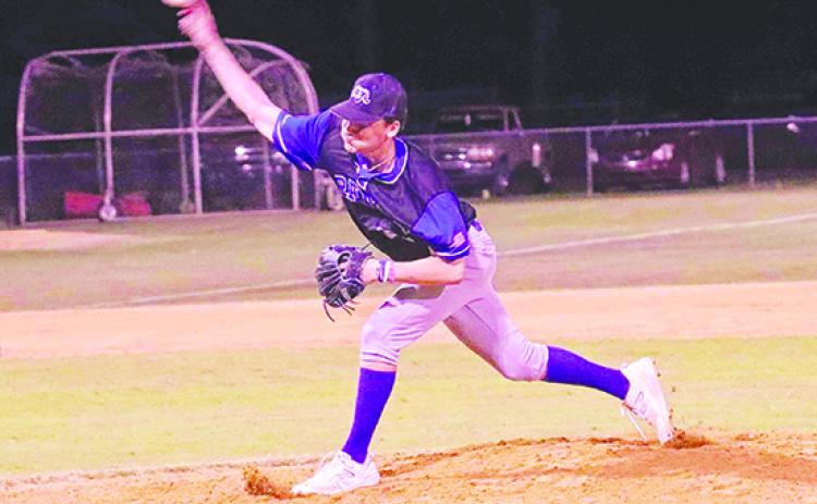  Interlachen’s Miles Hoffman delivers a pitch during the Rams’ 13-3 triumph against Crescent City. Hoffman got the victoy in his firsrt start. (RITA FULLERTON / Special to the Daily News)