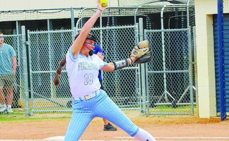 St. Johns River State College softball pitcher Brooke Strickland got the victory in the second game of a conference doubleheader Saturday with Florida Gateway on the road. (RITA FULLERTON / Special to the Daily News)