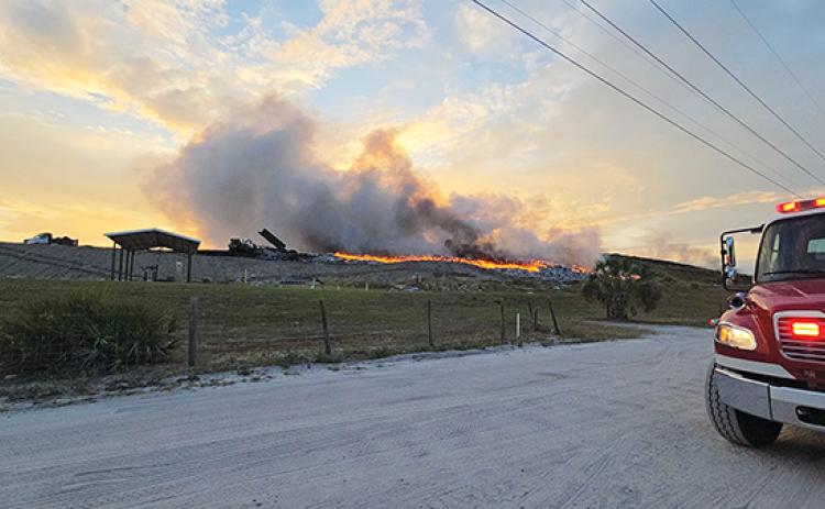 Photo courtesy of Putnam County Fire Rescue Professionals Local 3529 – The Putnam County Central Landfill in Palatka is on fire Sunday evening.